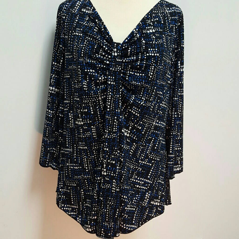 Nine West Women's XXL multi-colored long sleeve tunic pullover top